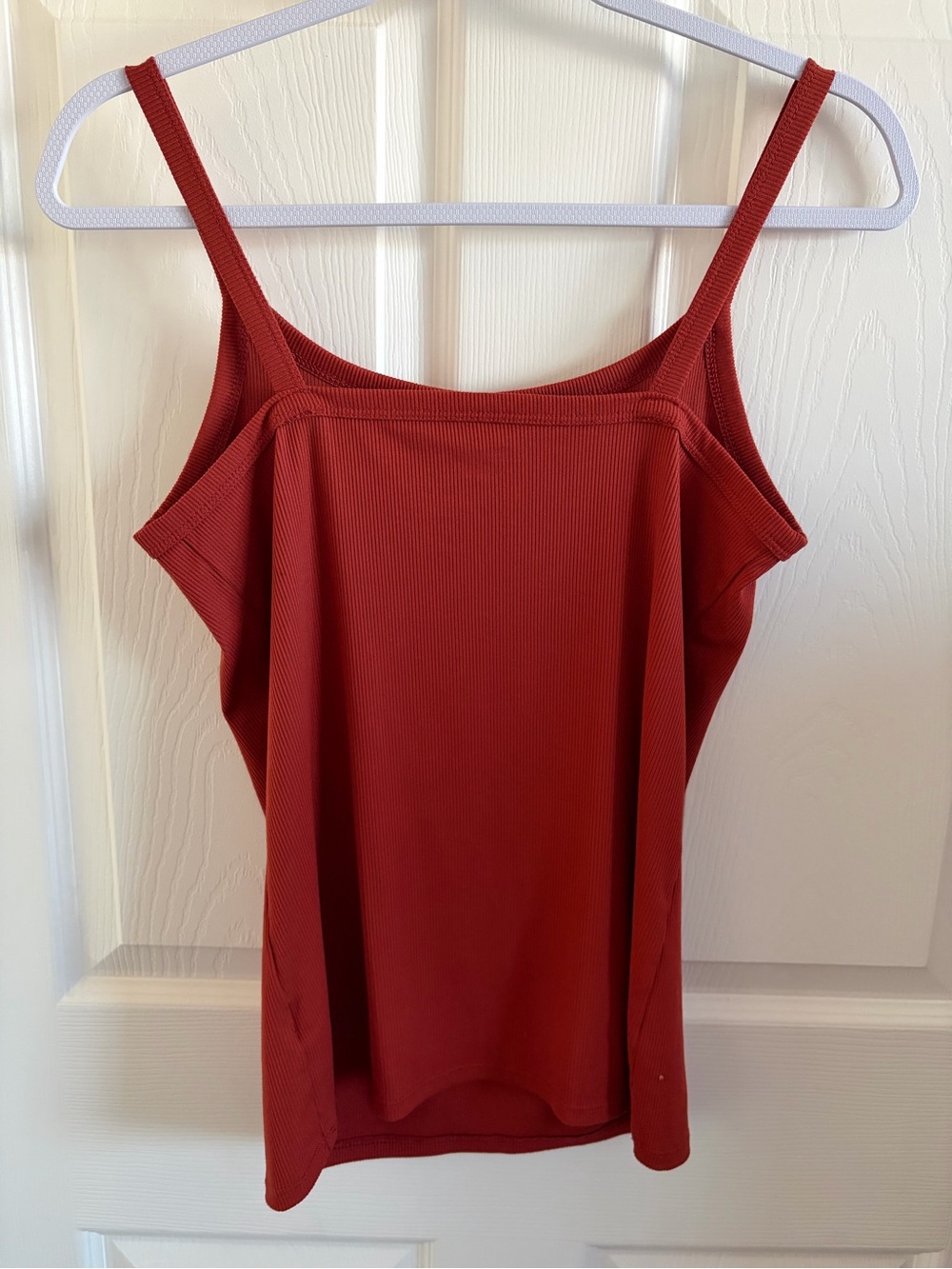 No Boundaries Rust Red Ribbed Spaghetti-Strap Tank top - Picture 2 of 3